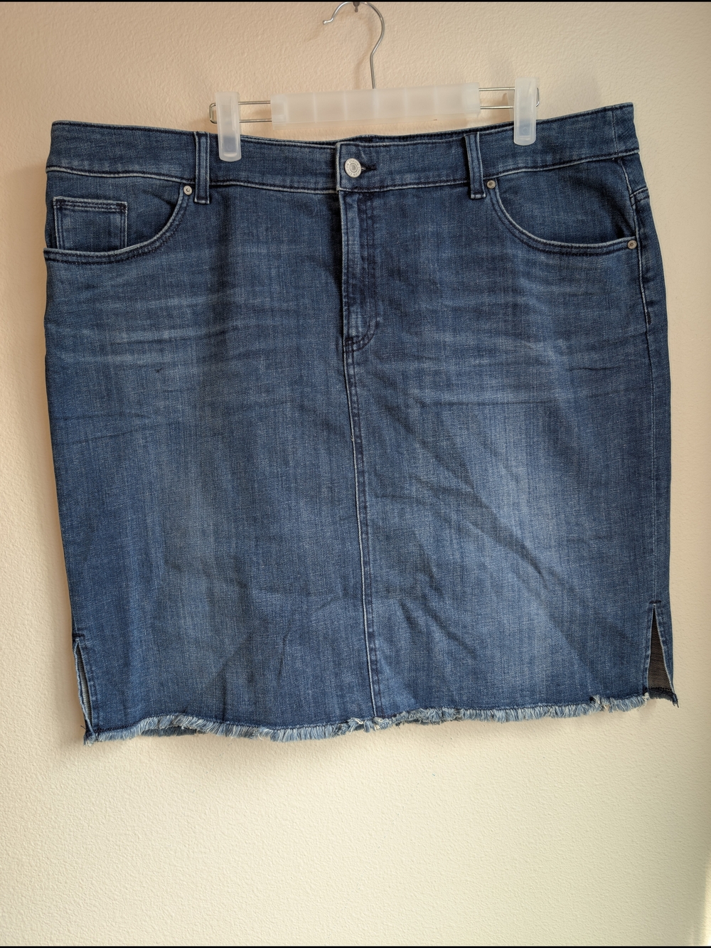 Chico's Denim Mini Skirt with Frayed Hem Women's Size 18